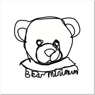 Minimal Bear Minimum Portrait Pun Posters and Art